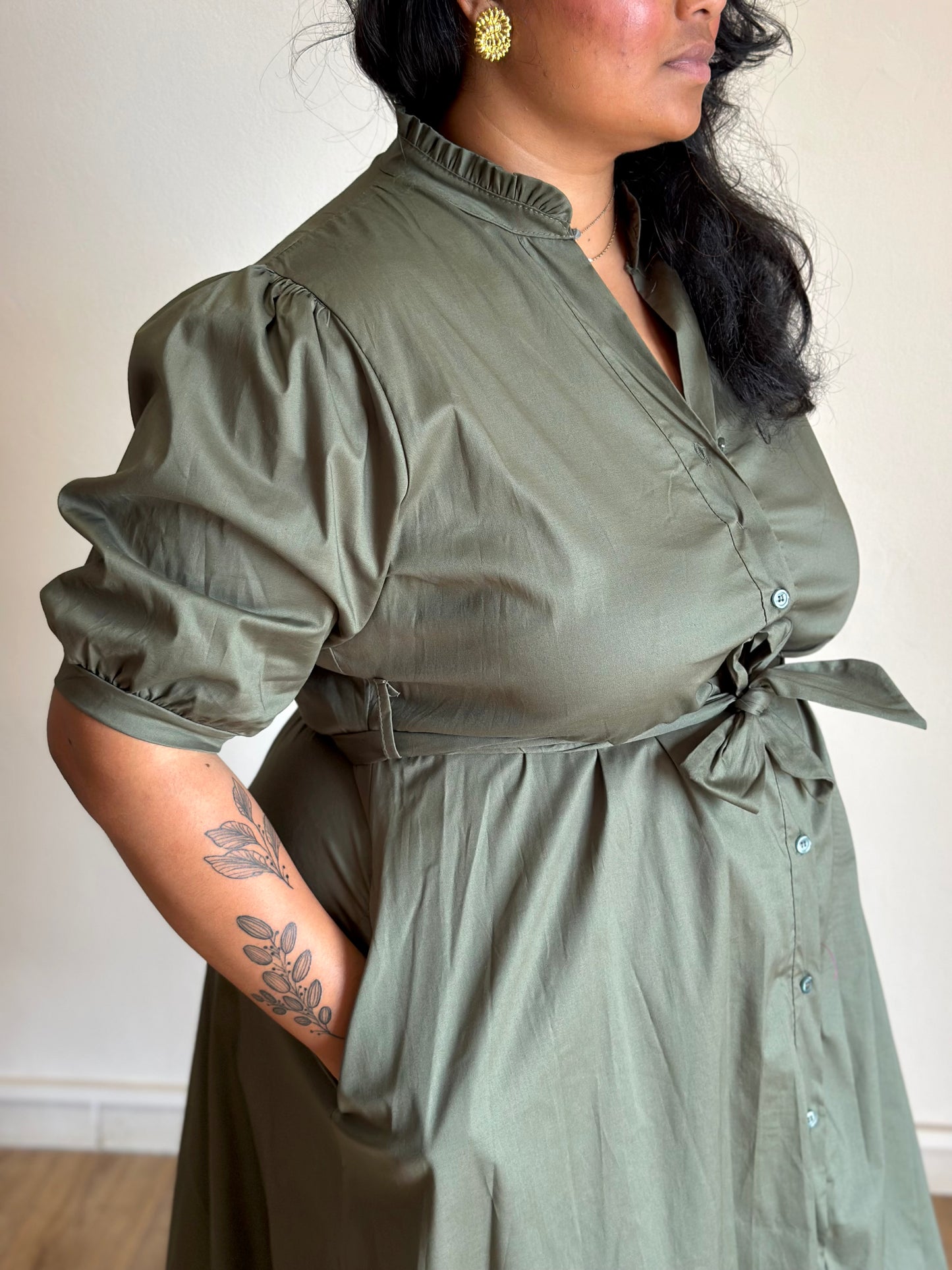 Robe chemise Kaki